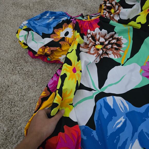 Christopher John Rogers Floral Puff Sleeve Maxi Dress Boho Whimsical Cottage S - Picture 10 of 11